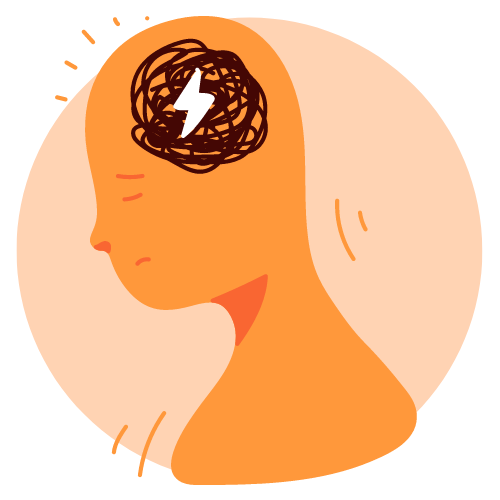 abstract display image of man with thunderclouds in his head